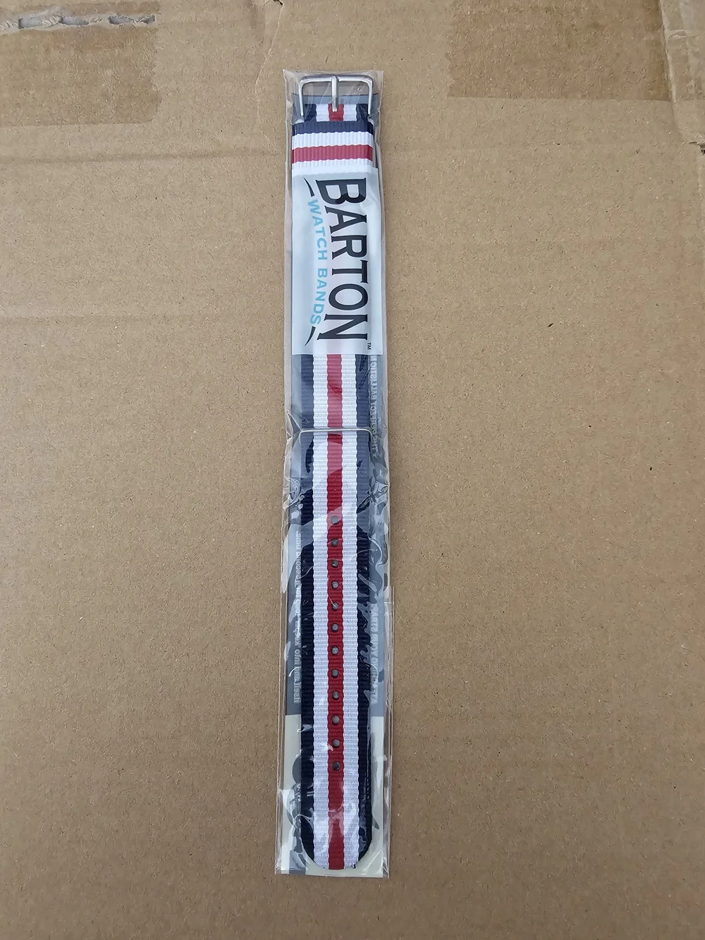 Navy White Red NATO-Style Watch Strap